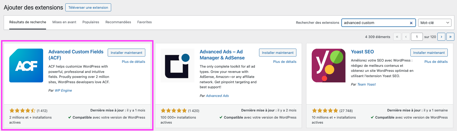 wp extensions 2 acf